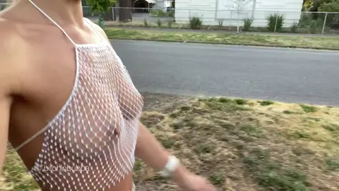 Braless in the street Part 1
