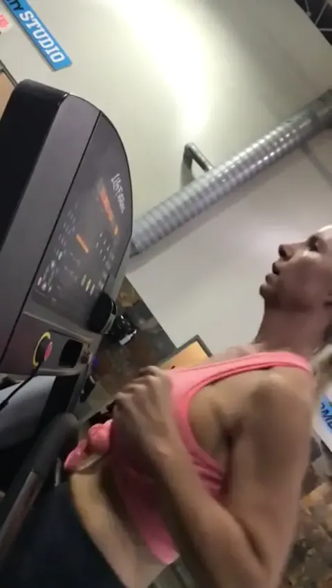 Candid Big Tits on the Treadmill Part 4
