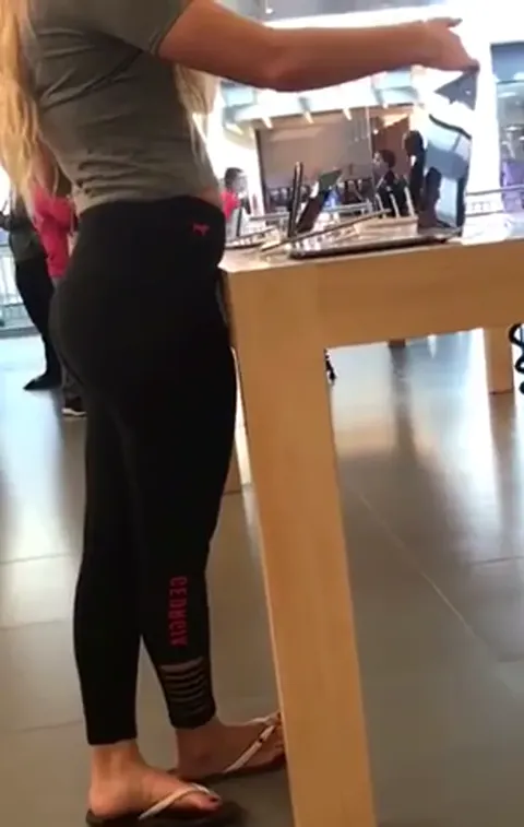 Candid Leggings Blonde Girl Part 2