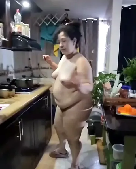 Mexican Mom cooking in the kitchen nude Part 1