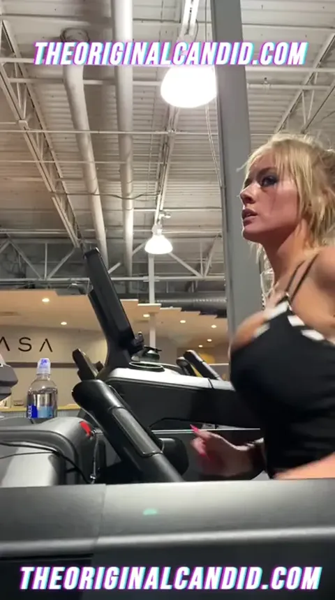 MILF bouncy tits running on the treadmill Part 1
