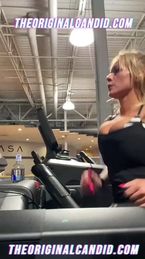 MILF bouncy tits running on the treadmill Part 3