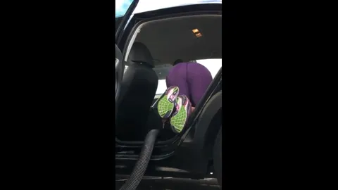 perfect car wash ass creep in purple yoga pants Part 11