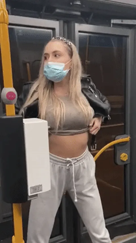 Public busty flasher