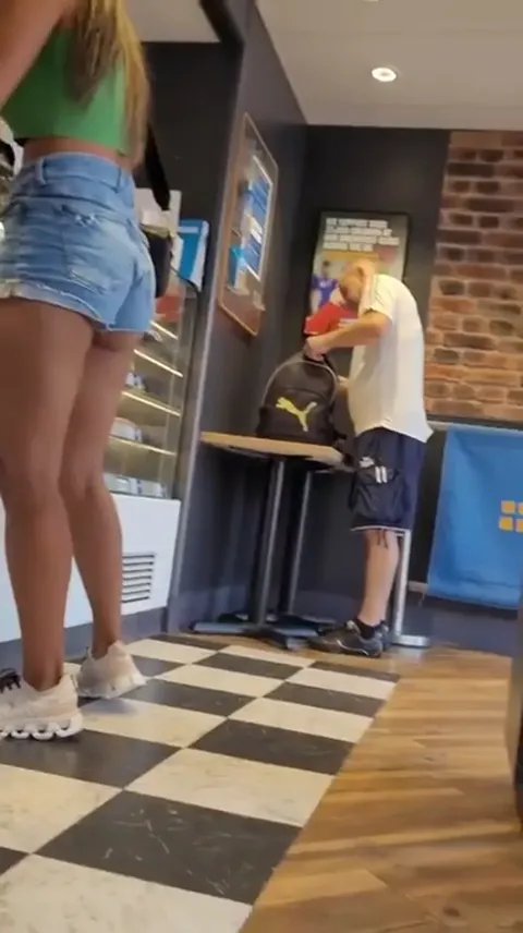 Teen wears little girl shorts, ass dont fit in Part 4