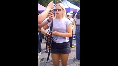 Upskirt - Cute Little Blonde Bitch Black panties Part 2