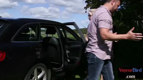 Voyeur babe teases BF outdoor by car Part 8